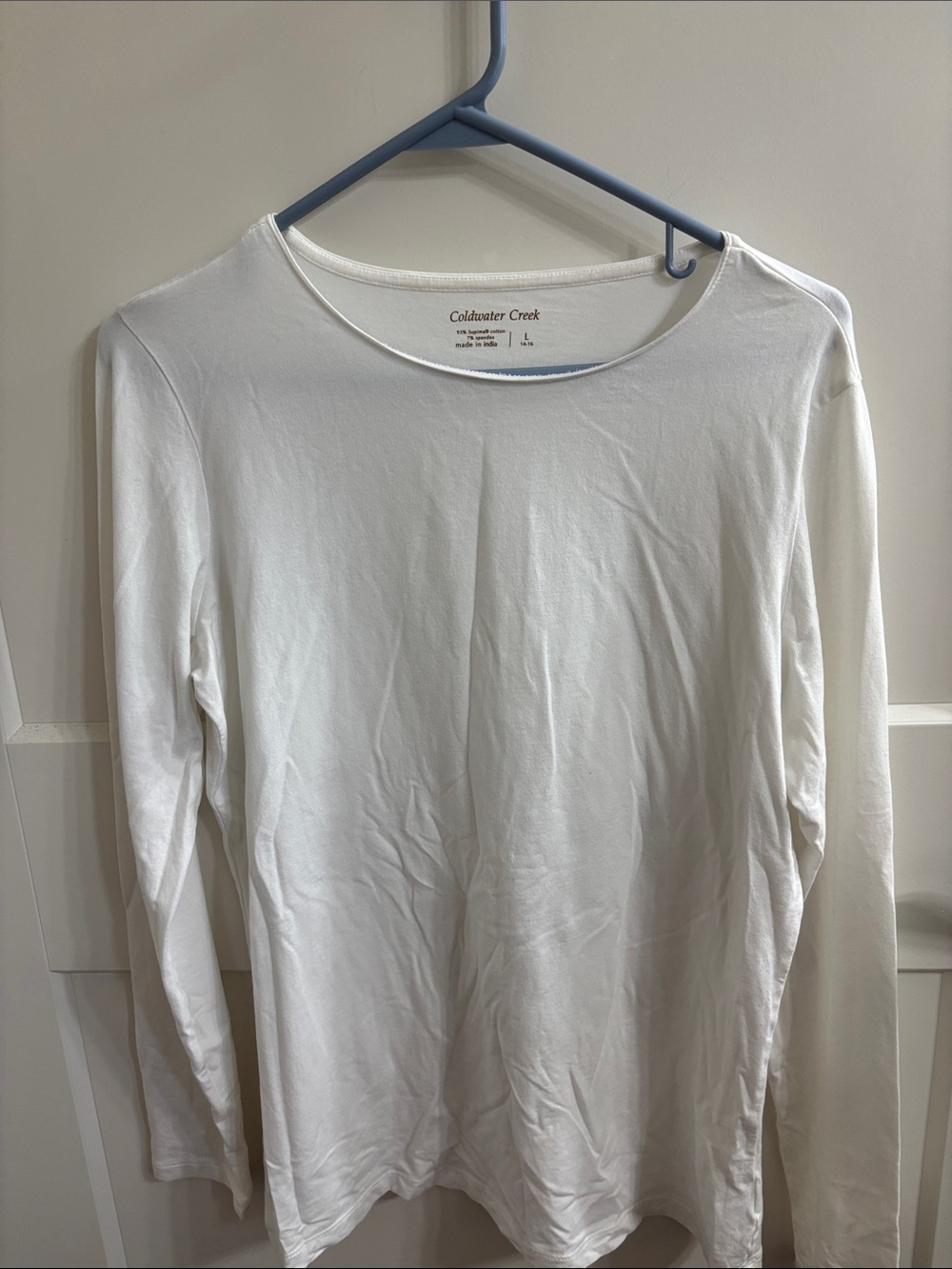Coldwater Creek White Long Sleeve Crewneck Top